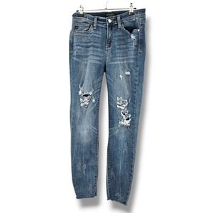 Judy Blue Distressed Skinny Jeans‎ Ripped Denim Medium Wash Size 9/29